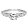 Artcarved Bridal Mounted with CZ Center Vintage Engagement Ring Glenda 14K White Gold