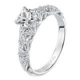 Artcarved Bridal Mounted with CZ Center Vintage Engagement Ring Glenda 14K White Gold