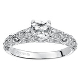 Artcarved Bridal Mounted with CZ Center Vintage Engagement Ring Glenda 14K White Gold