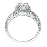 Artcarved Bridal Mounted with CZ Center Vintage Filigree Halo Engagement Ring Piper 14K White Gold