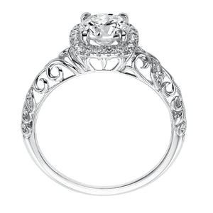 Artcarved Bridal Mounted with CZ Center Vintage Filigree Halo Engagement Ring Piper 14K White Gold