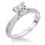 Artcarved Bridal Mounted with CZ Center Vintage Milgrain Diamond Engagement Ring Sinclair 14K White Gold