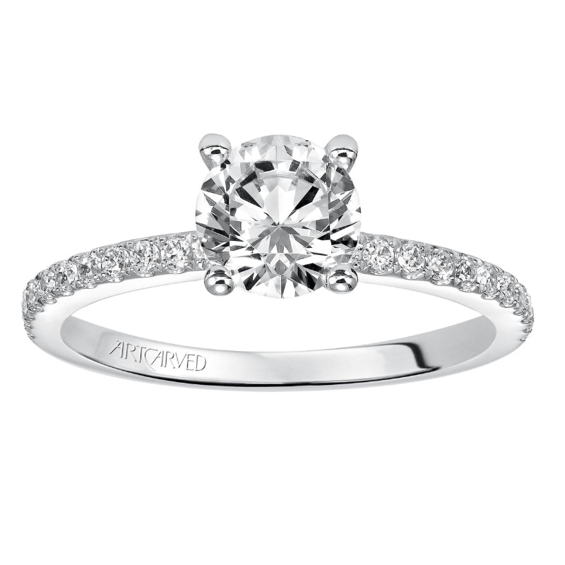 Artcarved Bridal Semi-Mounted with Side Stones Classic Engagement Ring Sybil 14K White Gold