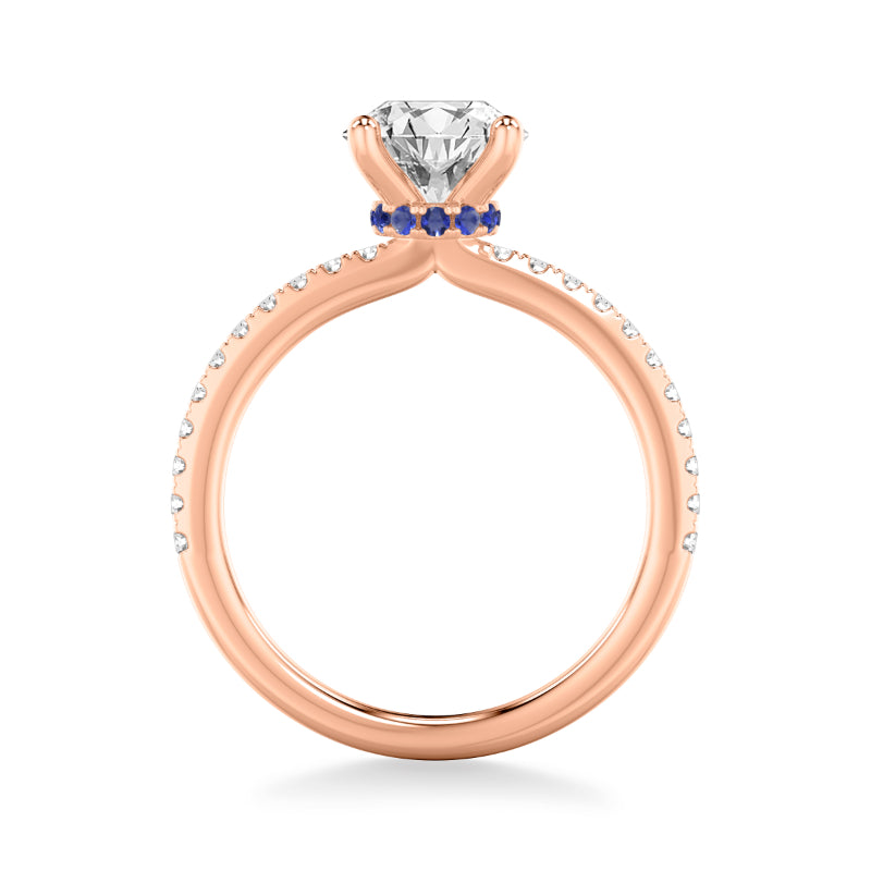 Artcarved Bridal Semi-Mounted with Side Stones Classic Engagement Ring 14K Rose Gold & Blue Sapphire