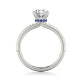 Artcarved Bridal Mounted with CZ Center Classic Engagement Ring 14K White Gold & Blue Sapphire