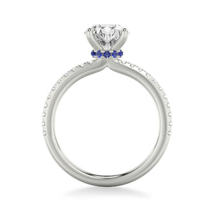 Artcarved Bridal Semi-Mounted with Side Stones Classic Engagement Ring 14K White Gold & Blue Sapphire