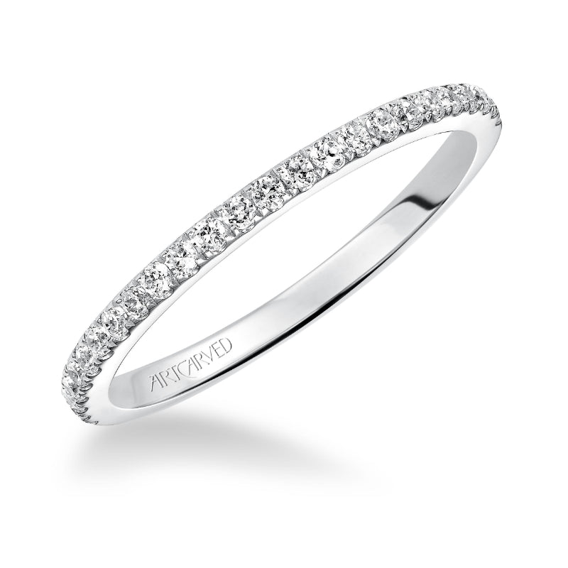 Artcarved Bridal Mounted with Side Stones Classic Diamond Wedding Band Sybil 14K White Gold