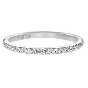 Artcarved Bridal Mounted with Side Stones Classic Diamond Wedding Band Sybil 14K White Gold