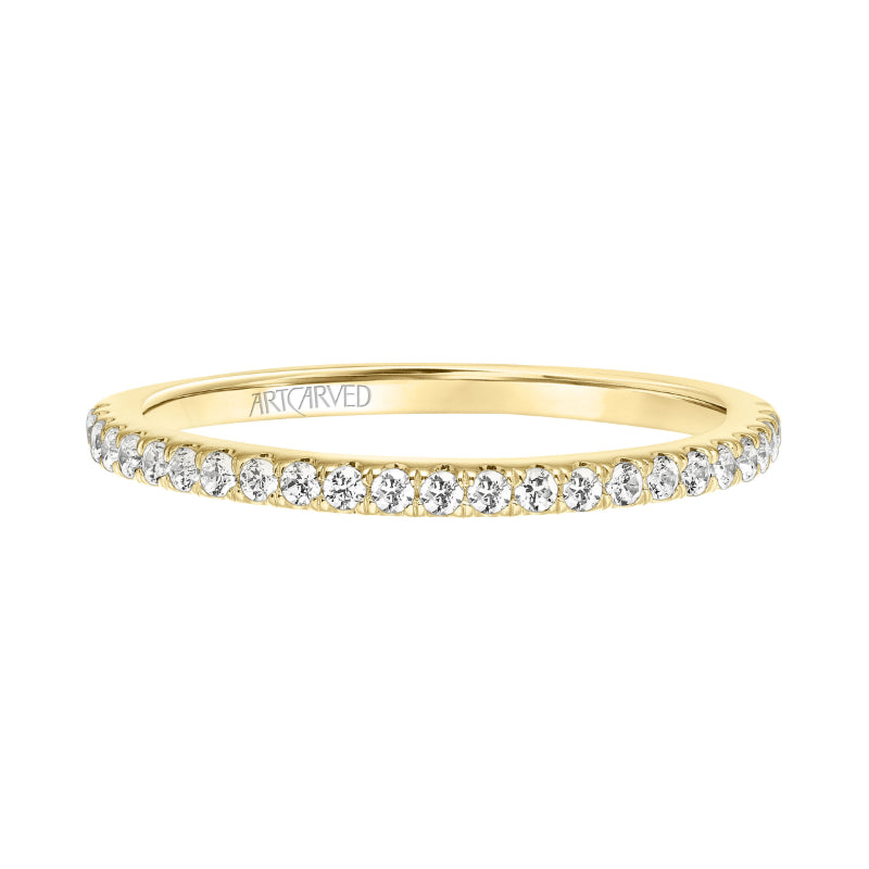 Artcarved Bridal Mounted with Side Stones Classic Diamond Wedding Band Sybil 14K Yellow Gold