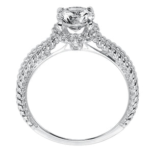 Artcarved Bridal Semi-Mounted with Side Stones Contemporary Twist Halo Engagement Ring Serina 14K White Gold