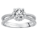 Artcarved Bridal Mounted with CZ Center Contemporary Twist Halo Engagement Ring Serina 14K White Gold