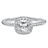 Artcarved Bridal Mounted with CZ Center Contemporary Halo Engagement Ring Darla 14K White Gold