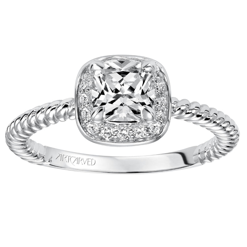 Artcarved Bridal Mounted with CZ Center Contemporary Halo Engagement Ring Darla 14K White Gold