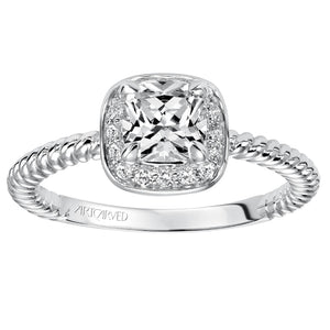 Artcarved Bridal Mounted with CZ Center Contemporary Halo Engagement Ring Darla 14K White Gold