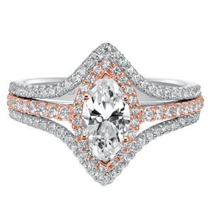 Artcarved Bridal Semi-Mounted with Side Stones Classic Halo Engagement Ring Dorsey 14K White Gold