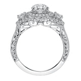 Artcarved Bridal Mounted with CZ Center Vintage Engraved 3-Stone Engagement Ring Ophelia 14K White Gold