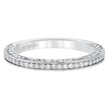 Artcarved Bridal Mounted with Side Stones Vintage Engraved 3-Stone Diamond Wedding Band Ophelia 14K White Gold