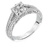 Artcarved Bridal Mounted with CZ Center Vintage Vintage Engagement Ring Vivienne 14K White Gold