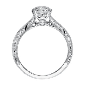 Artcarved Bridal Mounted with CZ Center Vintage Engraved Solitaire Engagement Ring Philomena 14K White Gold