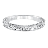 Artcarved Bridal Band No Stones Vintage Engraved Solitaire Wedding Band Philomena 14K White Gold