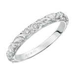 Artcarved Bridal Mounted with Side Stones Vintage Diamond Wedding Band Aurelie 14K White Gold