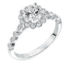 Artcarved Bridal Mounted with CZ Center Contemporary Bezel Halo Engagement Ring Pia 14K White Gold