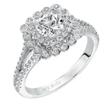 Artcarved Bridal Mounted with CZ Center Contemporary Bezel Halo Engagement Ring Ciana 14K White Gold