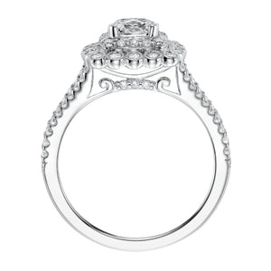 Artcarved Bridal Mounted with CZ Center Contemporary Bezel Halo Engagement Ring Ciana 14K White Gold