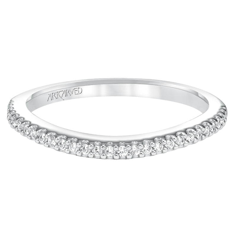 Artcarved Bridal Mounted with Side Stones Contemporary Bezel Halo Diamond Wedding Band Ciana 14K White Gold