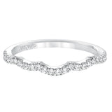 Artcarved Bridal Mounted with Side Stones Contemporary Floral Halo Diamond Wedding Band Monique 14K White Gold