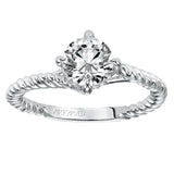 Artcarved Bridal Semi-Mounted with Side Stones Contemporary Americana Solitaire Engagement Ring Aline 14K White Gold