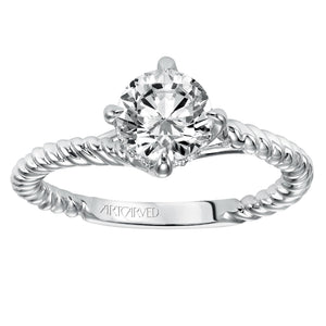 Artcarved Bridal Semi-Mounted with Side Stones Contemporary Americana Solitaire Engagement Ring Aline 14K White Gold