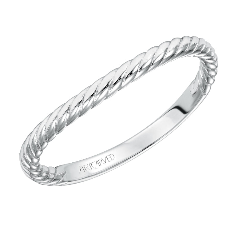 Artcarved Bridal Band No Stones Contemporary Twist Solitaire Wedding Band Caitlin 14K White Gold