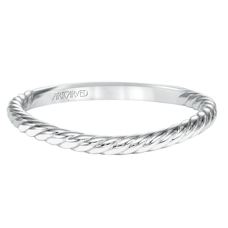 Artcarved Bridal Band No Stones Contemporary Twist Solitaire Wedding Band Caitlin 14K White Gold