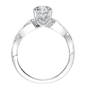 Artcarved Bridal Semi-Mounted with Side Stones Contemporary Twist Solitaire Engagement Ring Alicia 14K White Gold