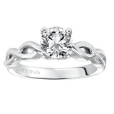 Artcarved Bridal Semi-Mounted with Side Stones Contemporary Twist Solitaire Engagement Ring Alicia 14K White Gold