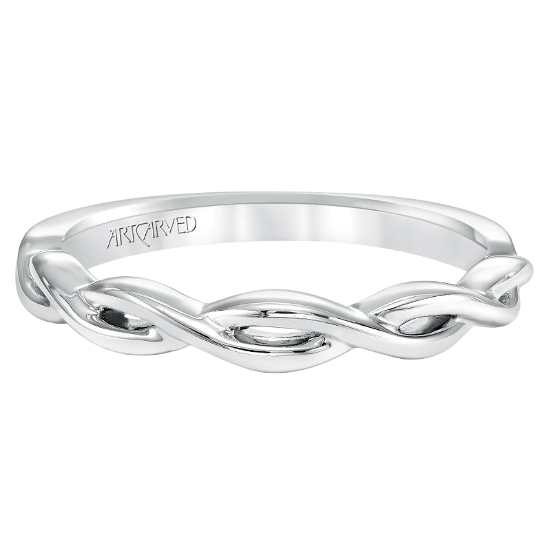 Artcarved Bridal Band No Stones Contemporary Twist Solitaire Wedding Band Alicia 14K White Gold