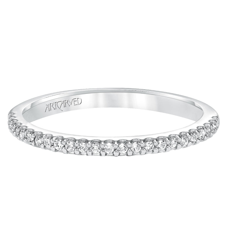 Artcarved Bridal Mounted with Side Stones Classic Diamond Wedding Band Kira 14K White Gold