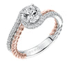 Artcarved Bridal Semi-Mounted with Side Stones Contemporary Engagement Ring Nina 14K White Gold Primary & 14K Rose Gold