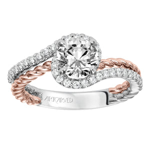 Artcarved Bridal Mounted with CZ Center Contemporary Engagement Ring Nina 14K White Gold Primary & 14K Rose Gold