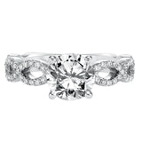 Artcarved Bridal Mounted with CZ Center Contemporary Twist Diamond Engagement Ring 14K White Gold