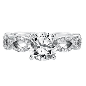 Artcarved Bridal Semi-Mounted with Side Stones Contemporary Twist Diamond Engagement Ring 14K White Gold