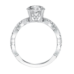 Artcarved Bridal Semi-Mounted with Side Stones Contemporary Twist Diamond Engagement Ring 14K White Gold