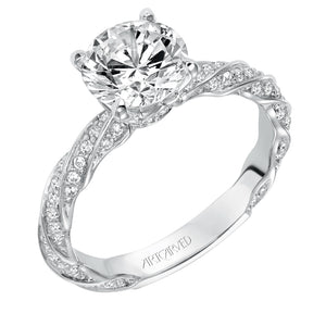 Artcarved Bridal Mounted with CZ Center Contemporary Twist Diamond Engagement Ring Evie 14K White Gold