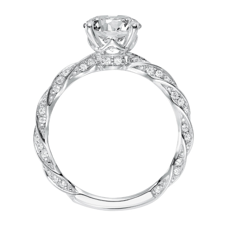 Artcarved Bridal Mounted with CZ Center Contemporary Twist Diamond Engagement Ring Evie 14K White Gold