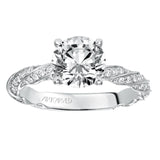 Artcarved Bridal Mounted with CZ Center Contemporary Twist Diamond Engagement Ring Evie 14K White Gold