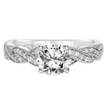 Artcarved Bridal Semi-Mounted with Side Stones Contemporary Twist Diamond Engagement Ring Cintra 14K White Gold