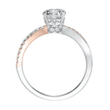 Artcarved Bridal Semi-Mounted with Side Stones Classic Americana Engagement Ring Mimi 14K White Gold Primary & 14K Rose Gold