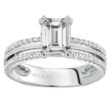 Artcarved Bridal Semi-Mounted with Side Stones Classic Americana Engagement Ring Gwendolyn 14K White Gold