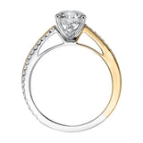 Artcarved Bridal Mounted with CZ Center Contemporary Diamond Engagement Ring Lancy 14K White Gold Primary & 14K Yellow Gold